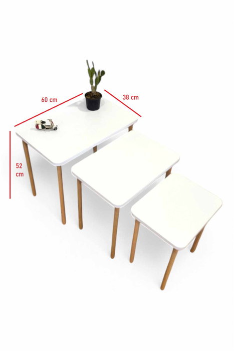 Hanah Home Peka0015-S - Set de 3 Mesas Anidadas Blanco